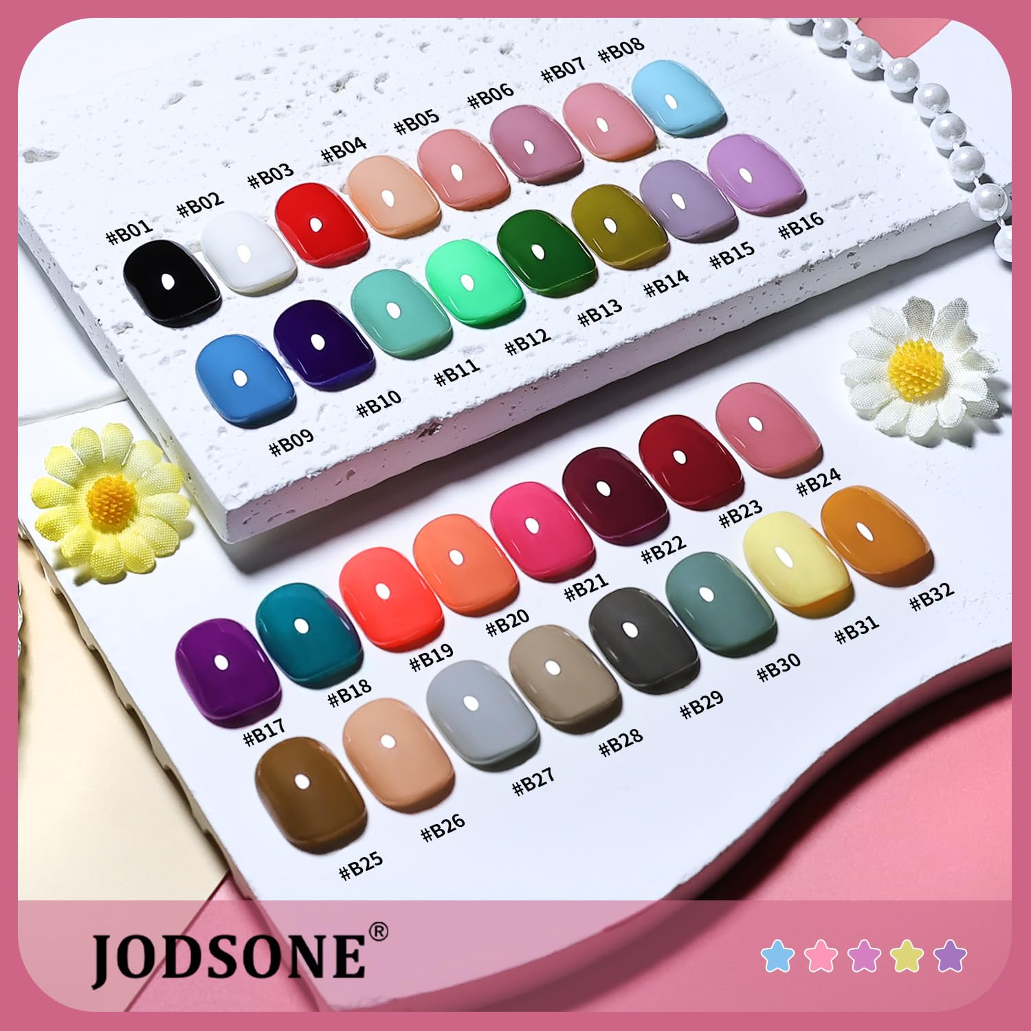 JODSONE 36PCS 32-Color Gel Nail Polish Set, Same Color Same Bottle | No Wipe Base/Top Coat, Matte & Glitter Options, Professional Salon-Grade Gift