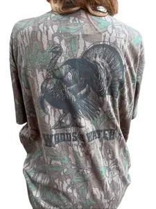 Mossy Oak Mens Woods & Water No2 Polyester Round Neck Shirt, Durable Fabric Menswear Top