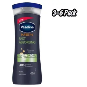 Vaseline Men Fast Absorbing Body Lotion 400ml 3-6 Pack 48h Instant Hydration for Dry Skin Body Care