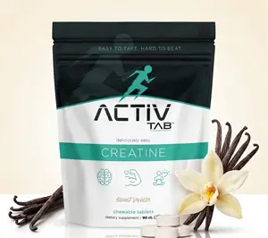 ACTIVTab Creatine Chewable Tablets | Sweet Vanilla Flavor | 5g Creatine Monohydrate per Serving | Fast-Absorbing Muscle Builder | Brain & Strength Support | No Sugar | Easy to Take Supplement
