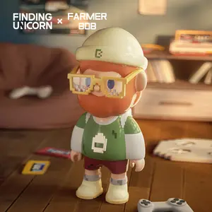 FARMER BOB【Live Unboxing】 PIXEL GAMES SERIES GAMEBOY BOB 300% Collection Figurine Toys for Modern Home Decor, Collectible Art Toy Cute Figures Desktop Ornament Collectible Toys Birthday Gifts