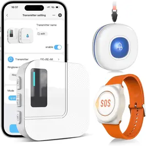 Caregiver Pager Call Button for  at  , APP  Alert for Seniors, Patients, and the  with 1 Call Button, 1 Watch Button, 1 Receiver (2.4GHz )
