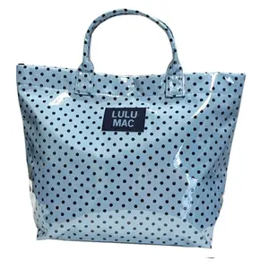 Blue Polka Dot Lulu Mac Plastic Coated Tote Bag