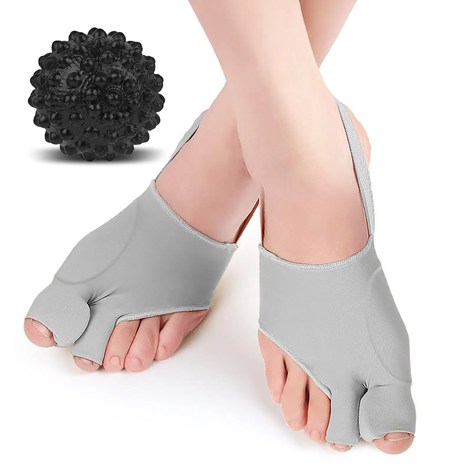 2Pcs Bunion Corrector Big Toe Straightener Hallux Valgus Pain Relief Toe Separator Soft Breathable Brace Day Night Use Free Size With Massage Ball, Bunion Leg & Foot Supports, Large Toe Brace Leg & Foot Supports