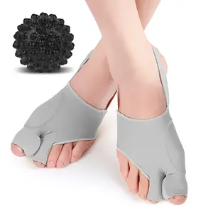 2Pcs Bunion Corrector Big Toe Straightener Hallux Valgus Pain Relief Toe Separator Soft Breathable Brace Day Night Use Free Size With Massage Ball