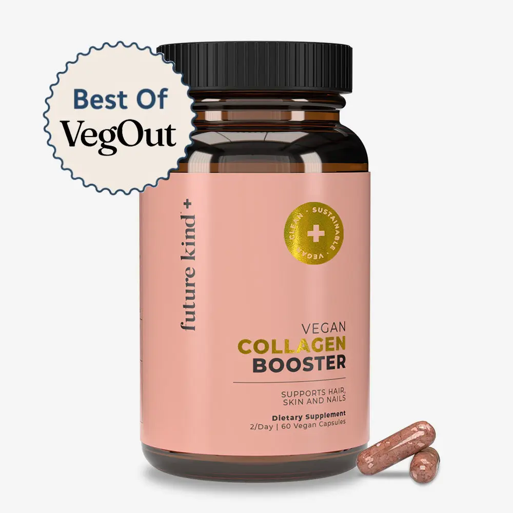 US Plant-Powered Edible Vegan Collagen Booster Dietary Supplement - with Berry Extract, Zinc + Vitamins A/E, Biotin for Hair, Grape-Seed Boost, Skin Care Support
