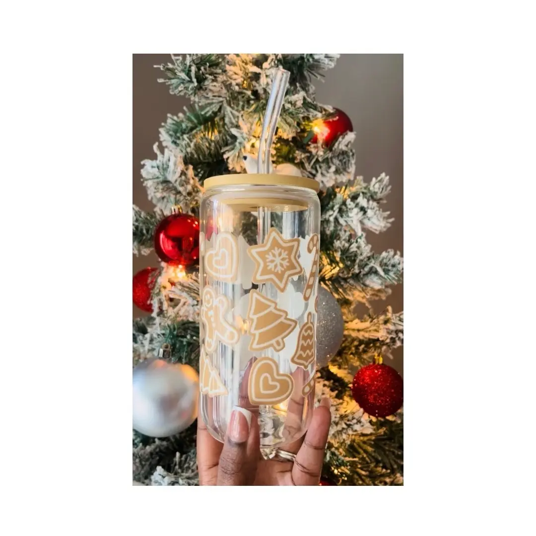 Gingerbread Glass Cup Drinkware Tumblers