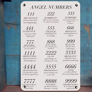 "Classic" Vintage Angel Numbers Metal Poster - 8"X12" Numerology Art Print For Home & Office Decor, Durable Tin Sign With Pre-Drilled Holes, Perfect Gift Idea