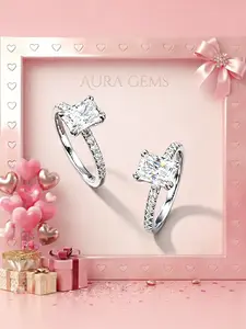 Radiant Zircon Ring, Elegant Four Prong Setting, Sparkling Engagement Wedding Band, Wedding Promise Rings, Daily Wear Jewelry for Women