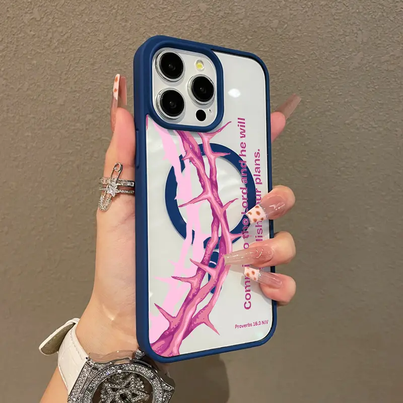 Trendy Magnetic Case for iPhone11/12/13/14/15/16/17/promax Commit To The Lord Proverbs Art MagSafe Ready, Ultra Thin & Shockproof | Cute Pick for Girls