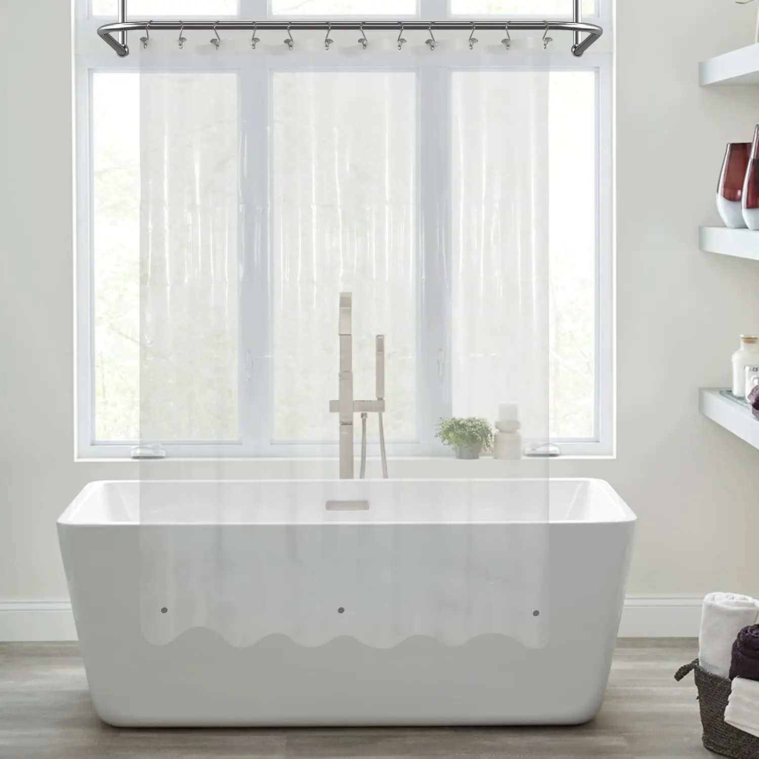Premium Plastic Shower Curtain Liner, 72x72 in - 3 Magnets, 12 Rustproof Grommets, Waterproof, Flexible, Sturdy, Lightweight Bathroom Home Supply
