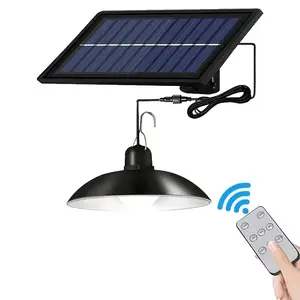 Solar LED Pendant Light with Remote Control, Adjustable Brightness and Timer, Outdoor and Indoor Lighting for Patios and RV Camping, Outdoor Solar Lights