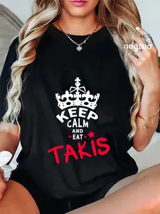 100% Cotton Unisex Keep Calm And Eat Takis White Foodies Design T-Shirt Casual Top