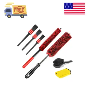 Car Wheel Rim Tire Brush Set, Detailing Wash Kit, Long Soft Detail Brushes Accessories Tool
