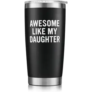 Gifts for Dad from Daughter Son- My Favorite Child Gave Me This Cup Tumbler - Stocking Stuffer for Men Dad Husband, 20oz Black 20 OZ Stainless Steel Tumbler