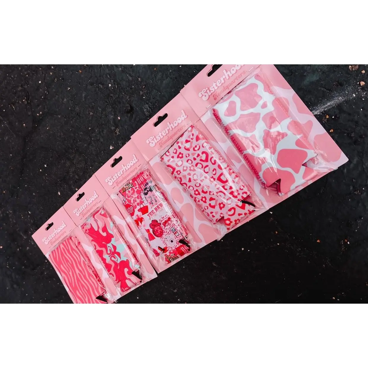 PINK COW PRINT TALL COOZIE 2-PACK