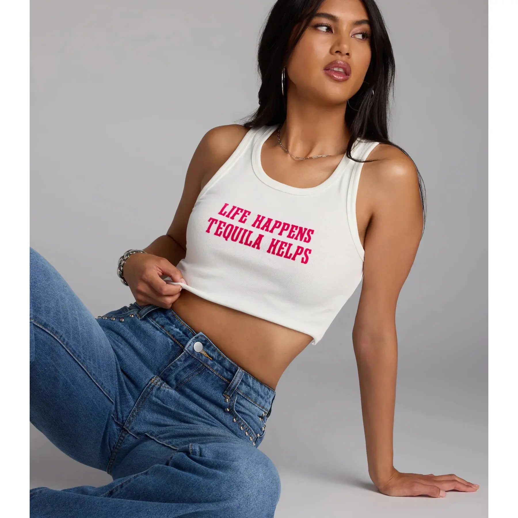 Tequila Made Me Do It Graphic Crop Top