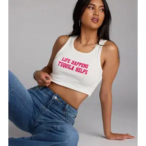 Tequila Made Me Do It Graphic Crop Top
