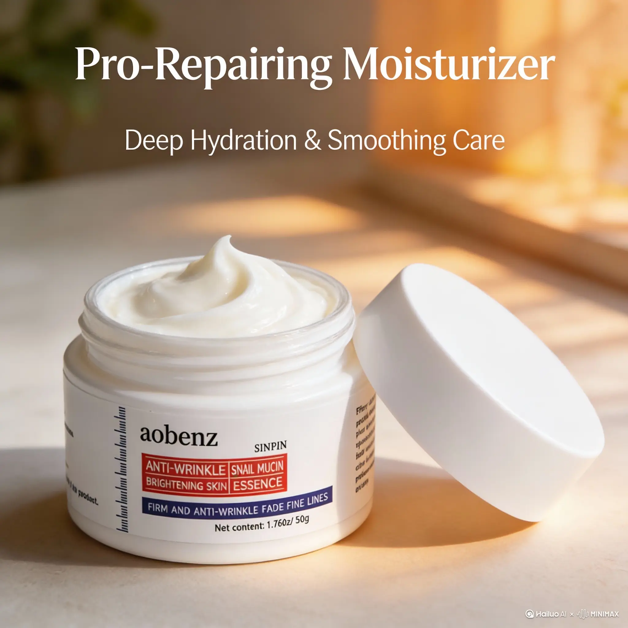[buy one get one free] aobenz Snail Mucin Moisturizer Face Cream, Lightweight Daily Repair Cream with 68% Snail Mucin & Niacinamide for Hydrated and Smooth-Looking Skin