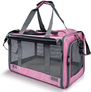 TSA Approved Large Cat Carrier | Breathable Soft Sided Pet Travel Bag for 2 Cats & Big Cats, Foldable Vet Carrier with Privacy Curtains for Car Rides