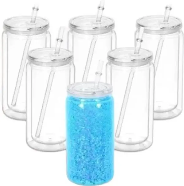 20 oz Acrylic Snowglobe Tumbler with Clear Lid Drinkware Cup Reusable Washable Portable Bottled Water Bottles Mug