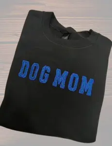 Embroidered Applique Dog Mom Crewneck, Custom Applique Embroidered Sweatshirt