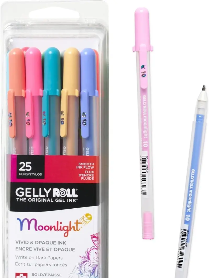 Sakura Gelly Roll Moonlight 25 Pk Bold - Size 10 Gel Pens - Bold Point Ink Pen for Journaling, Art, or Drawing