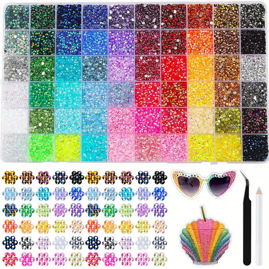 60-Color Resin Jelly Rhinestone Bedazzling Kit, Nail Art & Decoration Jewels, Ideal for Bedazzling Things & DIY Arts Crafts Gifts