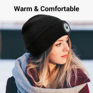 Touch Two Fashionable and practical light cap winter warm knitted Beanie Hat Pack Rechargeable LED winter beanie Lightweight Running Athletic Sport Outdoor