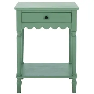 Anwyn 1-Drawer Scalloped Accent Table - sage green