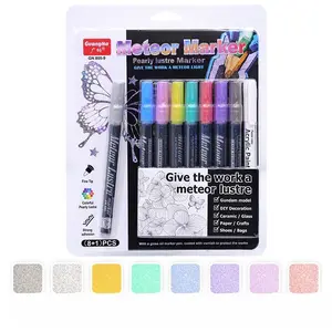8 Color Iridescent Meteor Markers for DIY Art, Shiny Gel Pens for Coloring Models, Glitter Pens for Bullet Journals and Note Taking