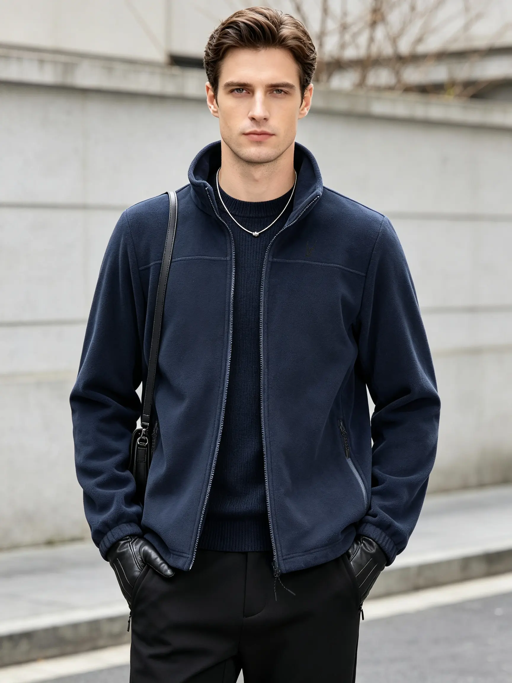 Men's Lightweight Full-Zip Fleece Soft Shell Outdoor Warm Winter Sports Jacket
