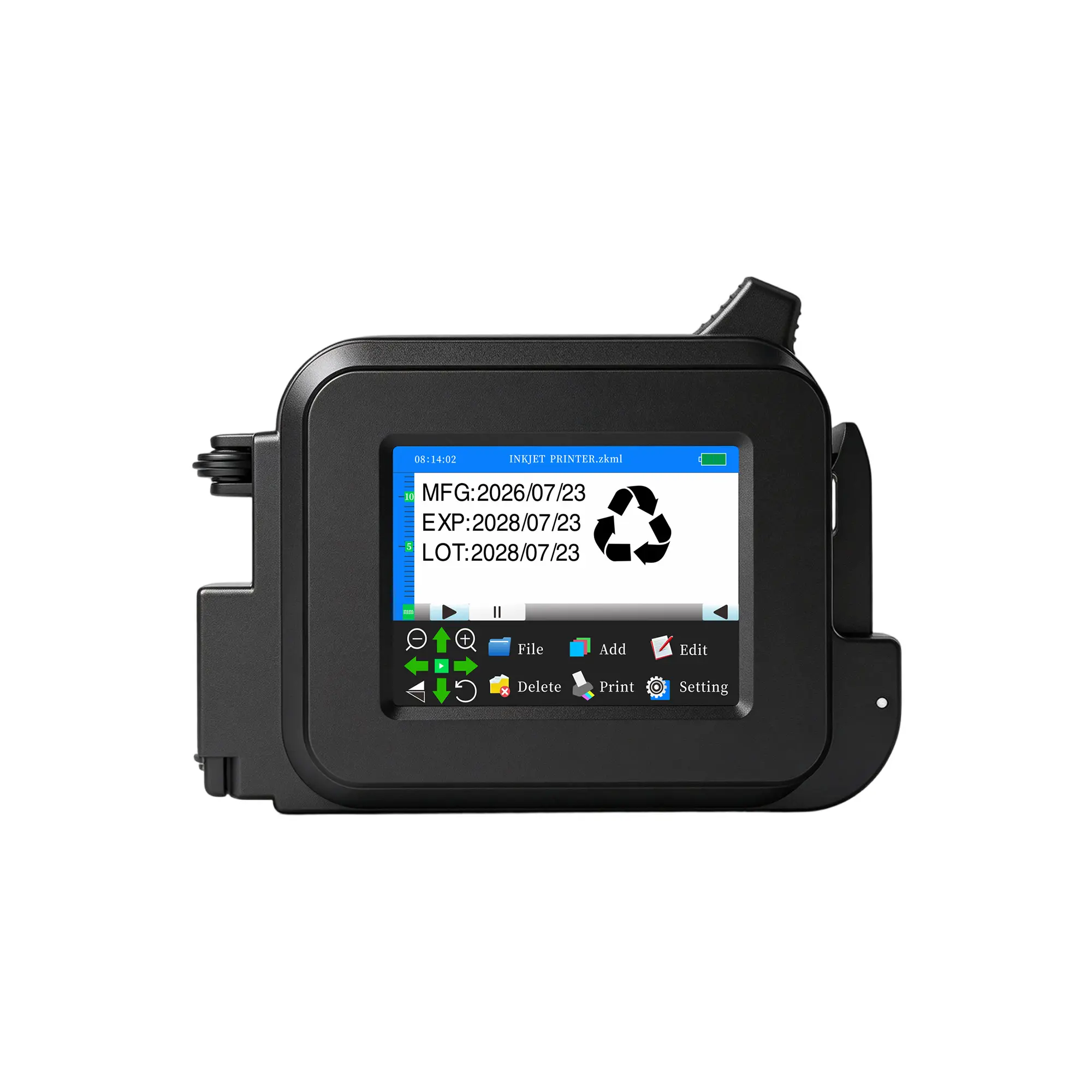 DTFINOVA Handheld Inkjet Coding Printer, Portable Date Code Printer with Touch Screen, 12.7mm Printing Height for QR Code Barcode Logo Printing, 42ml Fast Dry Ink Cartridge