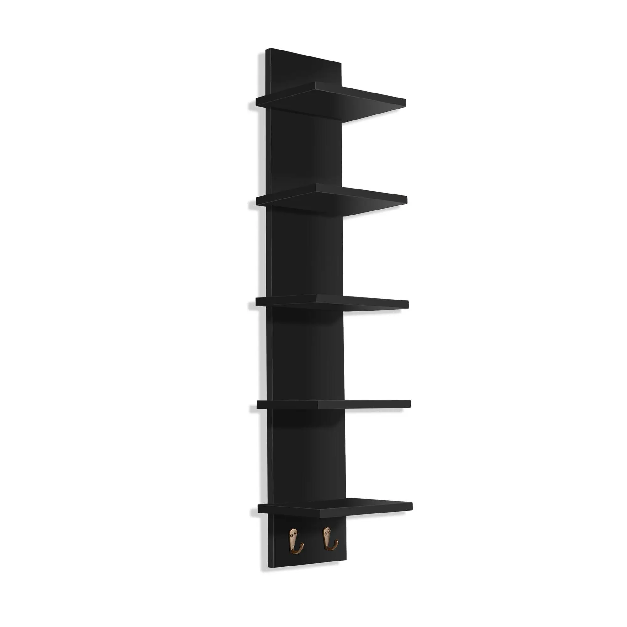 Sorbus 5-Tier Wall Shelf Unit with Hooks Utility Shelving Sorbus 5-Tier Wall Shelf Unit with Hooks Utility Shelving
