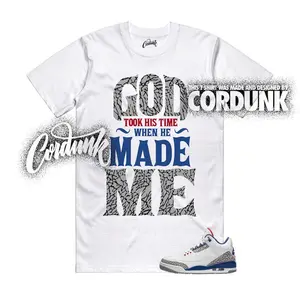 AJ3 True Blue Cement Matching T Shirt, God Made Me Graphic Shirt, 90s Hip Hop Tee, Gift For Women and Man, Unisex T-Shirt, Sneaker Head Gift