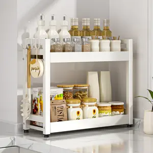 Kitchen Spice Rack 1 Count 2 Layer Spice Storage Organizer for Kitchen，Bathroom,Living Room，Bedroom, Organiser