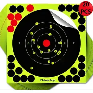20/50 Pieces Reactive Self-Adhesive Splashproof Paper Targets, 8 Inch Practice & Tactical Equipment, Durable Shooting Accessories