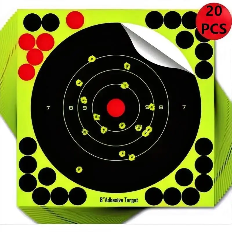 20/50 Pieces Reactive Self-Adhesive Splashproof Paper Targets, 8 Inch Practice, Training & Tactical Equipment, Durable Versatile Shooting Accessories