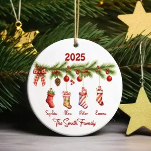 Personalized Family Christmas Ornament 2025, Custom Family Christmas Present, Family Christmas Bauble, Christmas Ceramic Keepsake, Xmas Gift