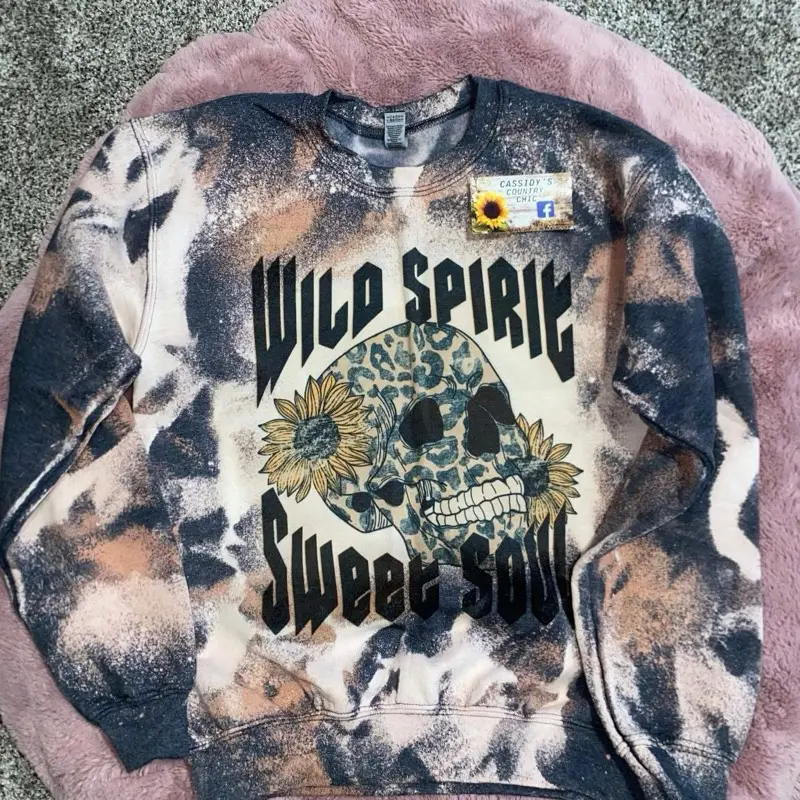 Cassidy's Country Chic Wild Spirit Bleached Crewnecks