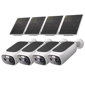 2K Solar Camera Outdoor Wireless-5/2.4Ghz WiFi Cameras for Home Security, AI Motion Detection, Color Night Vision, SD Card/Cloud Storage, Waterproof, Compatible with Alexa/Google Home (4 Camera) cámara  barato solar camera fungadget  shop batterypowered