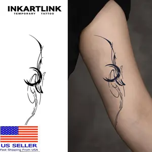INKARTLINK Tattoo Tech, 2 Sheets Medium Semi Permanent Tattoo, Adult Art Design Temporary Tattoos, Lasts 1-2 Weeks, Waterproof, Realistic Look (Streamlined Butterfly Design)