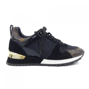Pre-owned Louis Vuitton Suede  Small Leather Goods Run Away Line Calf Leather Patent Monogram Canvas Sneakers