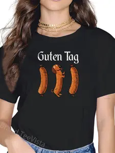 100% Cotton Funny Oktoberfest Wurst Sausage Dachshund Guten Tag T-Shirt