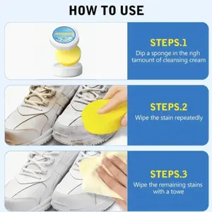 Shoe Cleaning Cream Multi-Functional Cleaning & Stain Removal Cream with Sponge for White Shoes Clothes and Sofas Effective Stain Removal Gentle Formula Compact Design