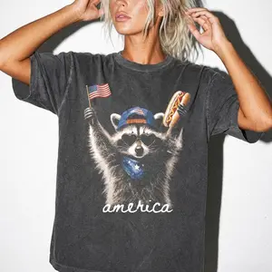 Comfort Colors Feral & Free Racoon Shirt, 4th of July Shirt, USA Independence Day Shirt, Funny Raccoon Tee, Patriotic Shirt, July 4th Gift