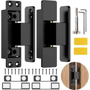 4.5" Hidden Door Hinge/Concealed Hinges,Invisible Hinges,Invisible Door Silent Door Hinge 110 Degree Swing Hinge 2-Way Butt Hinge 4.5 x 2 x 1 (2, Black)