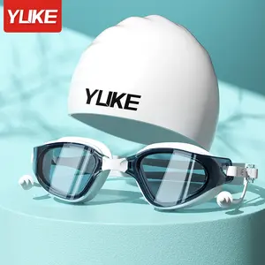 Swimming goggles high definition anti-fog waterproof large frame swimming glasses men's and women's swimming caps swimming goggles set diving swimming special equipment
