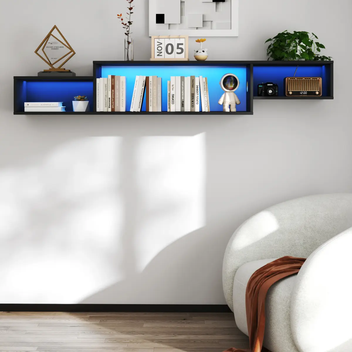 Black + Particle Board+MDF + 50-59 inches