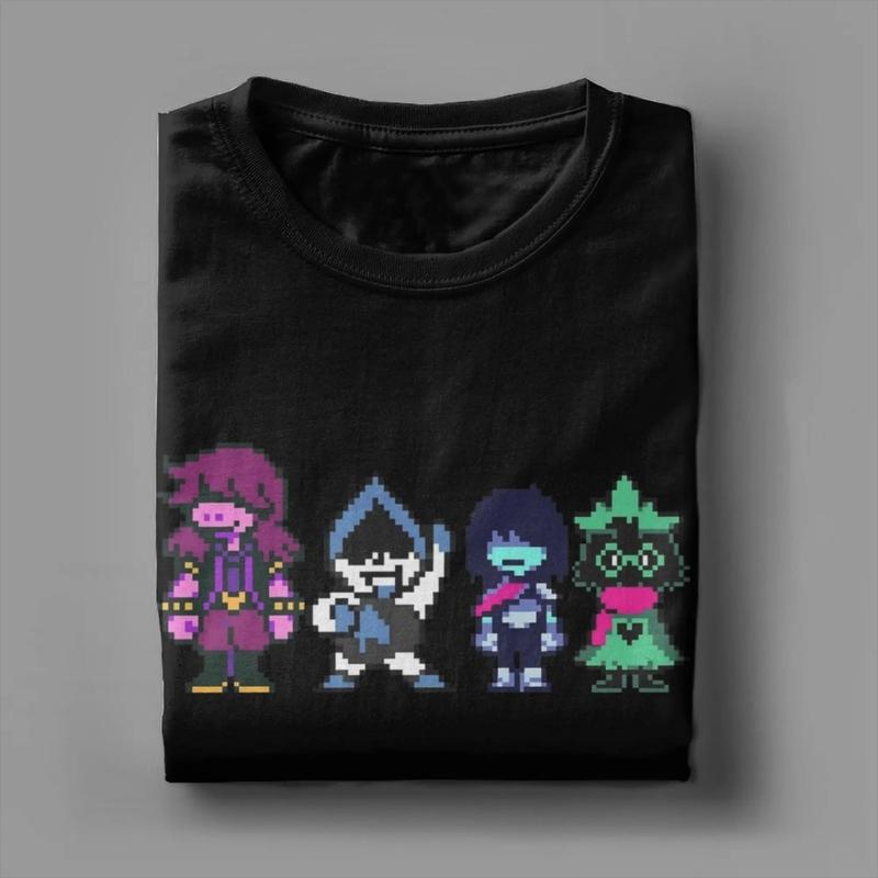 DELTARUNE MAIN CHARACTERS T-Shirt for Men  Vintage Pure Cotton Tees Crew Neck Short Sleeve T Shirts Gift Idea Clothing